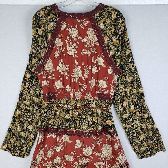 Free People Tilda Maxi Wrap Dress Floral Bohemian size L - Picture 12 of 16
